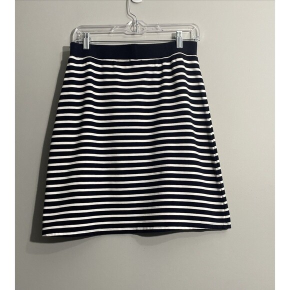 TALBOTS Women’s Skirt Sz S A-Line Striped Stretch Cotton Blend Elastic Waist - Picture 2 of 8